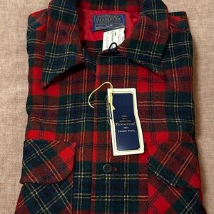 Pendleton Men's Red and Green Plaid Wool Shirt (MacLean Tartan)